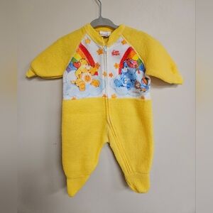 VTG Care Bears Zip Up Sleeper Suit Yellow Bears Rainbow